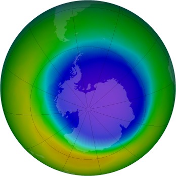 Antarctic ozone map for 2001-10